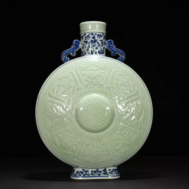 20" China Old ming dynasty Porcelain xuande mark Blue white Eight treasures vase