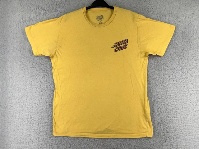 Santa Cruz Shirt Mens Large Yellow Palm Tree Wave Logo Short Sleeve Crew Neck