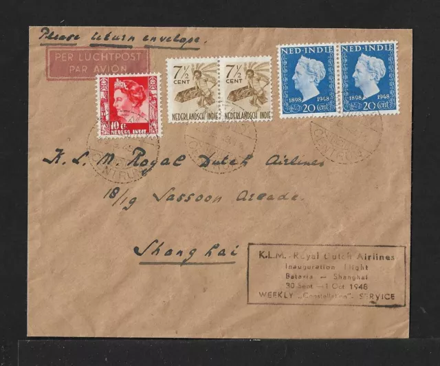 Netherland Indies To China Airmail Cover 1948