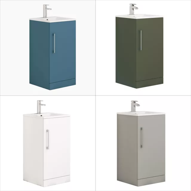 Bathroom Cloakroom 1 Door 400mm Vanity Unit Floor Standing Compact Basin Cabinet