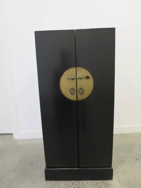 Oriental Asian black wooden cabinet storage display unit box number 2