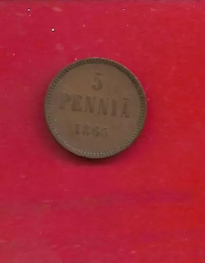 Finland, 5 pennia, 1865 (KM 4.1)