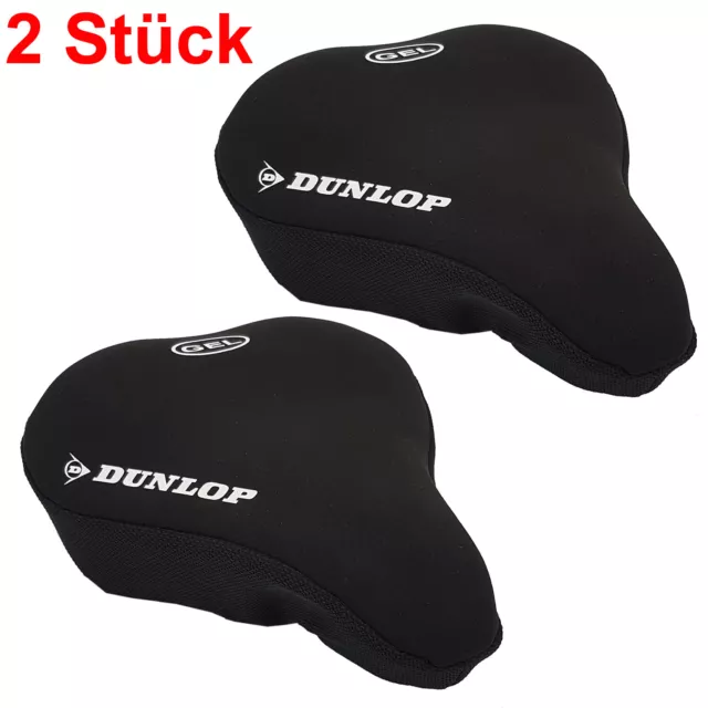 2x Dunlop Gel Bezug Komfort Sattelüberzug Sattelbezug Fahrradsattel Schoner