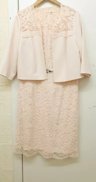LADIES NIGHTINGALES MOTHER of the Bride Pink Lace Dress & Jacket Size ...