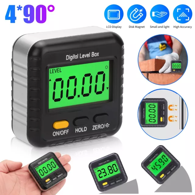 4*90° LCD Digital Magnetic Angle Finder Level Box Protractor Inclinometer Gauge