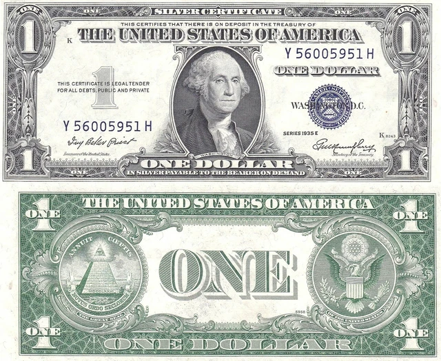 1935-E $1 Silver Certificate Y-H Block Fr 1614 Uncirculated #951