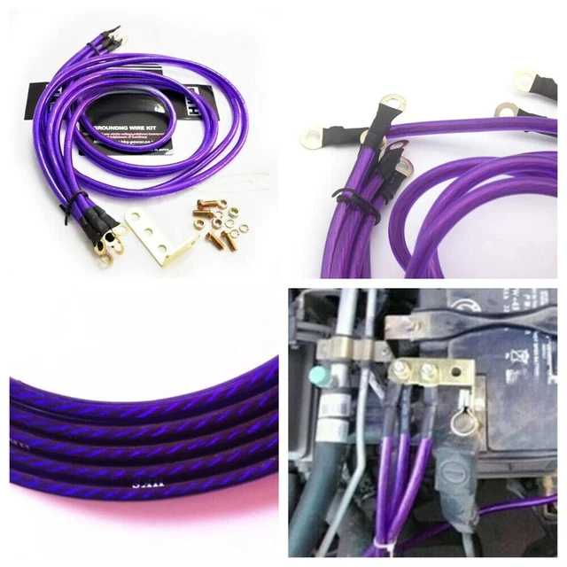UNIVERSAL PURPLE GROUNDING Wire Ground Cable System Kit 8mm/ 0.31" For