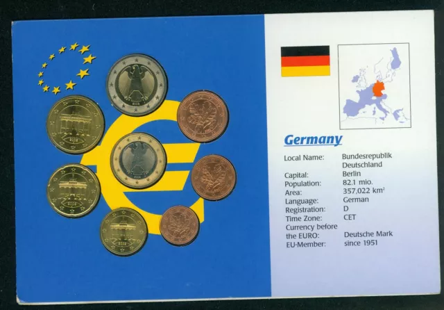 2002 GERMANY 8 Coin Uncirculated Euro SET 2€ ; 1€ ; 50; 20; 10;  5 ; 2 ; 1 Cents