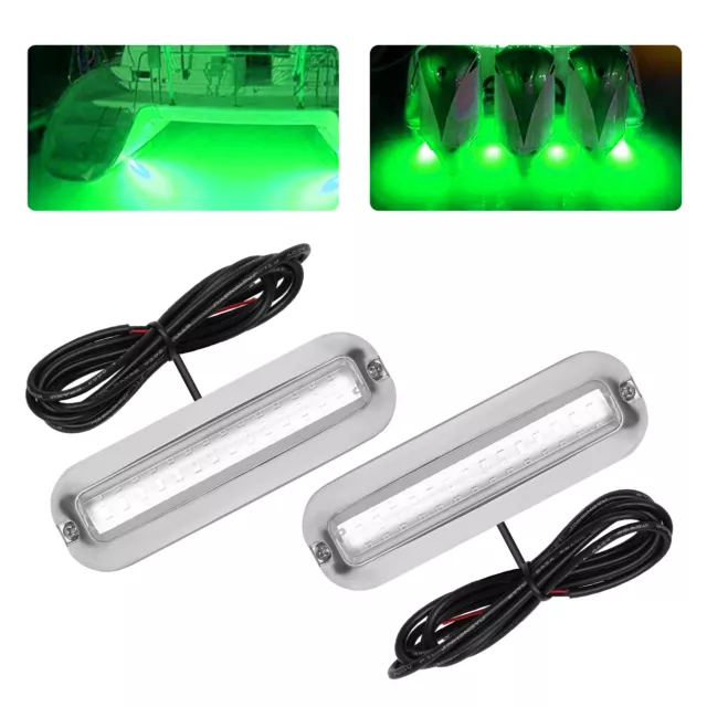 2PC 42 LED Green Underwater Pontoon Lamp Marine Boat Yacht Drain Transom Lights