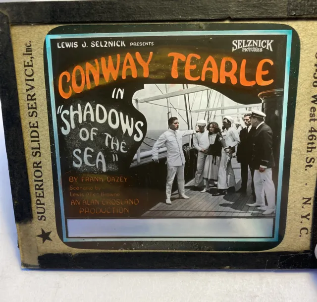 Advertising Movie Theater Magic Lantern Glass Slide Shadows Of The Sea Conway T.
