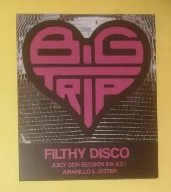 BIG TRIP brewery FILTHY DISCO real ale beer pump clip badge front Manchester