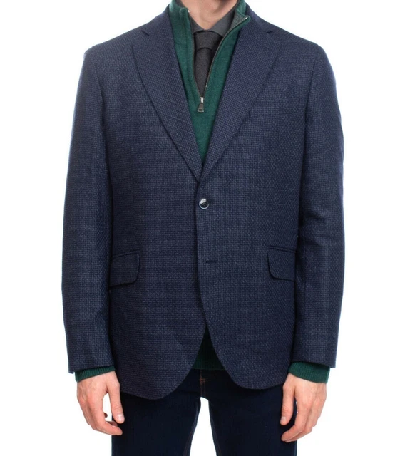 RRP €650 HACKETT Wool Blazer Jacket Size 44R 54R XL Textured Notch Lapel Collar