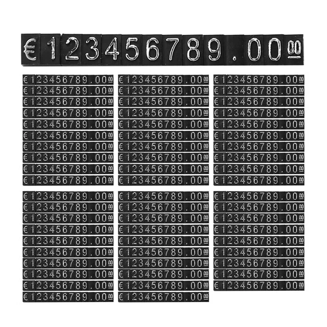 60Sets Plastic Cubes Price Display Tags Adjustable Number Stand Frame Label H9E7