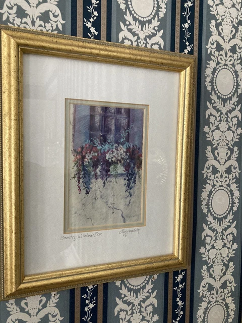 Barbara Pappendick Estampado ""Caja de Ventana de País"" Firmado por Artista Marco Dorado
