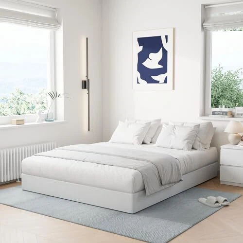 SIZE BED FRAME, 5 Inch Low Profile Metal Box Spring with Fabric Queen