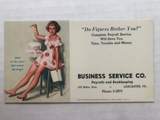 Vintage 1950's Pinup Girl Advertising Blotter by Earl Moran - Blond Cooking