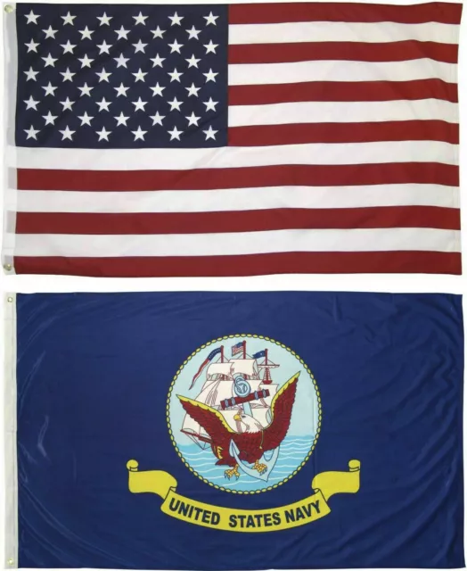 Wholesale Combo LOT 3' X 5' USA AMERICAN & US Navy Ship Emblem FLAG Banner 3X5