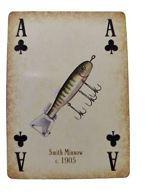 Señuelo de pesca para una sola tarjeta de juego collage papel artesanal efímero diario chatarra chatarra chatarra