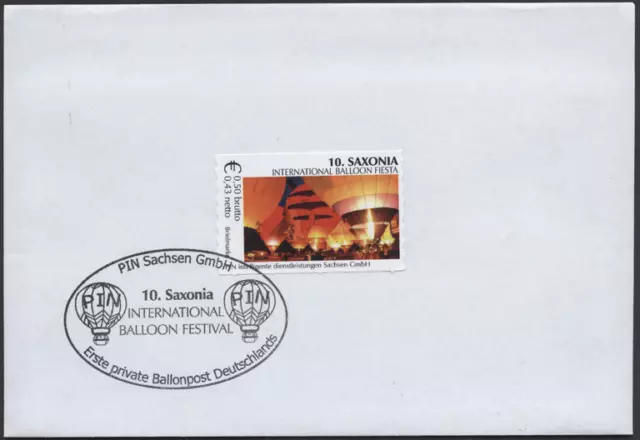 Privatpost 2004 PIN  Sachsen "10. Saxonia" Ballonfestival, MiNr 6 FDC