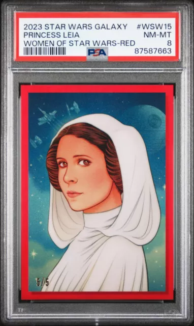 Topps Chrome Star Wars Galaxy Women Poster Art Wsw15 Princess Leia Psa 8 Red /5