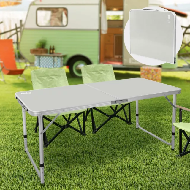 Table pliable de camping table de jardin pique-nique portable gris en aluminium