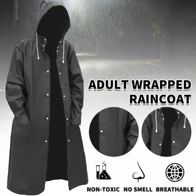 Waterproof Rain Jacket Coat Raincoat Hooded Rainwear Outdoor Unisex Long Poncho