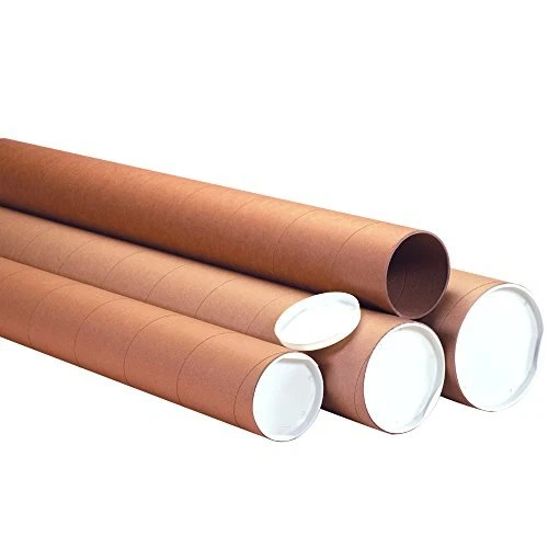 Partners Brand PP3024KHD Heavy-Duty Mailing Tubes with Caps 3" x 24" Kraft Pa...