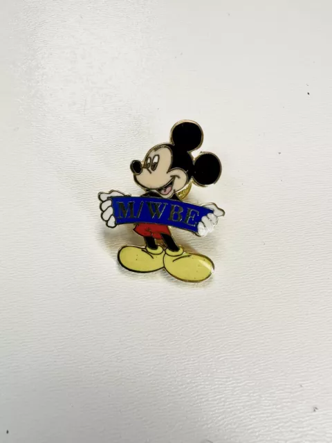 Mickey Holding Holding A M/WBE Banner Disney Pin Vintage