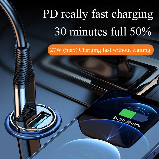 Mini double USB Type C PD Voiture Téléphone Chargeur 30W Rapide Charge 》