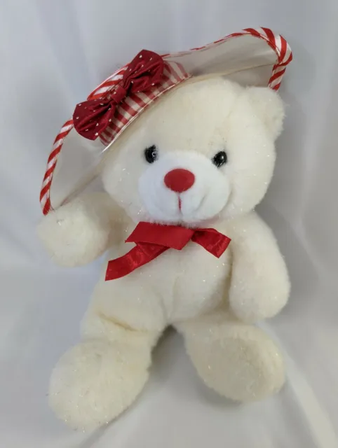 Walmart White Bear Plush Plastic Hat Shimmer 11" Stuffed Animal Toy