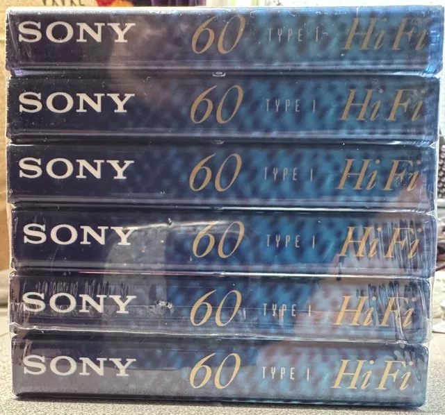 Sony Hi Fi 60 Minute Blank Cassette Tapes Type 1 Normal Bias NEW Sealed Lot Of 6