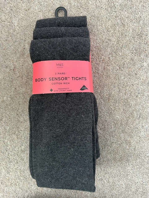 Girls 3 pairs grey school tights age 11-12 from M&S BNWT