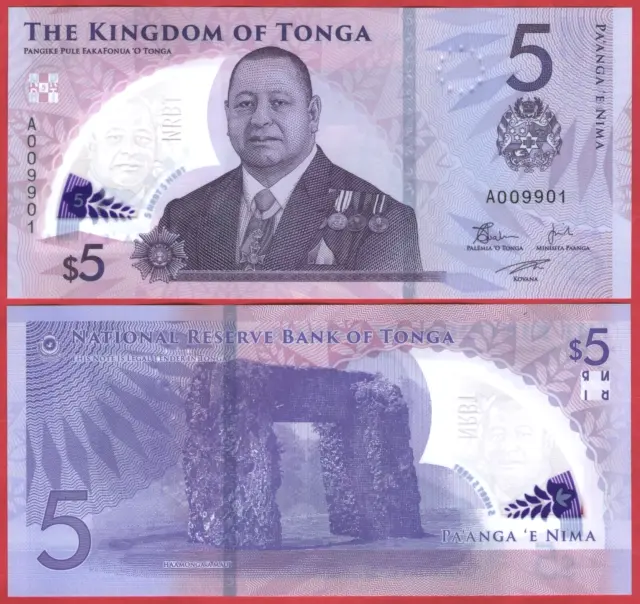 Tonga 5 Pa'anga 2023 P51 Banknote Unc New Design