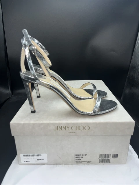 JIMMY CHOO MARIANNE 120 Silver Heels Sandals Strappy Uk 7.5 Eu 40.5 Rrp 595 225.00 PicClick UK