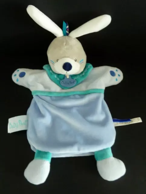 13. DOUDOU PLAT MARIONNETTE BABY NAT LAPIN Tipioux bleu vert indien BN 0463 NEUF
