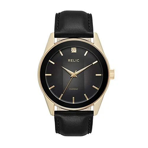 Relic by Fossil Men's Stainless Steel Quartz Watch with Leather Calfskin Stra...