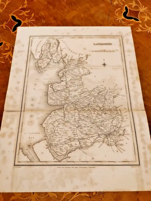 c1840er Lancashire County Karte Lewis topografisches Wörterbuch Manchester Preston