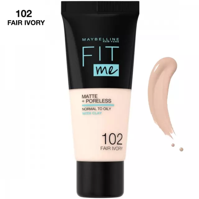 Fond De Teint Fluide Couvrant Matifiant Fit Me Maybelline Teinte 102 Fair Ivory