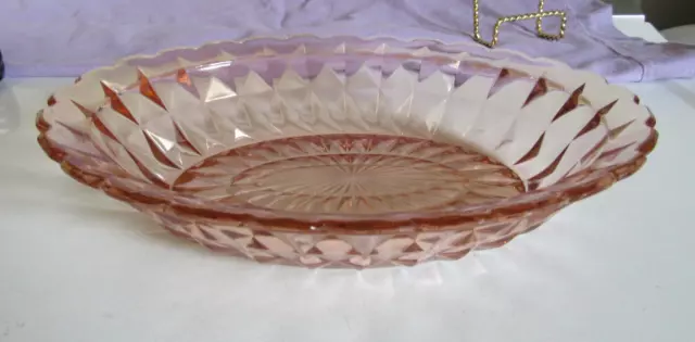 Jeannette Glass Widsor Pink Depression glass Oval Vegetable bowl 9 1/2"