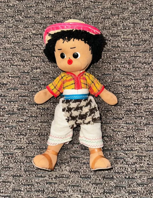 Handmade Guatemalan Doll Boy Hat Culture Sits