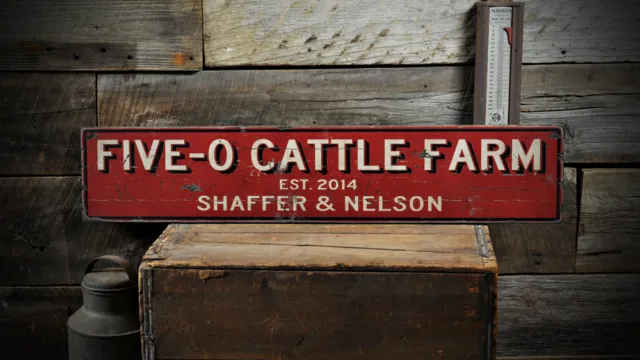 Custom Cattle Farm Est Date Sign - Rustic Hand Made Distressed Wood