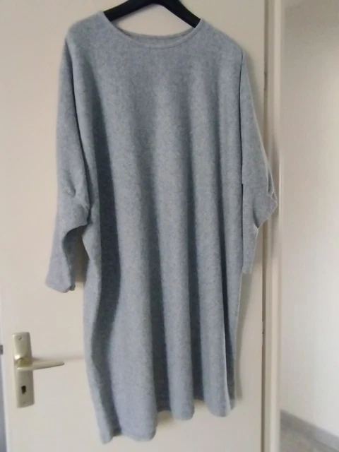 Robe-pull Sugar Babe Grise En Laine Et Angora - Col V, Manches Longues, Taille Unique, Neuf Avec étiquettes