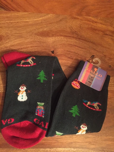 Calza Gallo Bambino Nuova Collezione Taglia 31/34.Loden Con Soggetti Natalizi