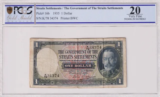 Straits Settlements 1 Dollar P-16b 1935 PCGS20