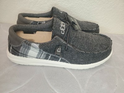 HEY DUDE MENS Wally Tartan Grey Sz Us 