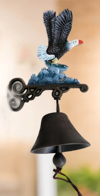 Wand Glocke Seeadler beim Fischfang Türklingel Eisenguss Antik Vintage Geschenk