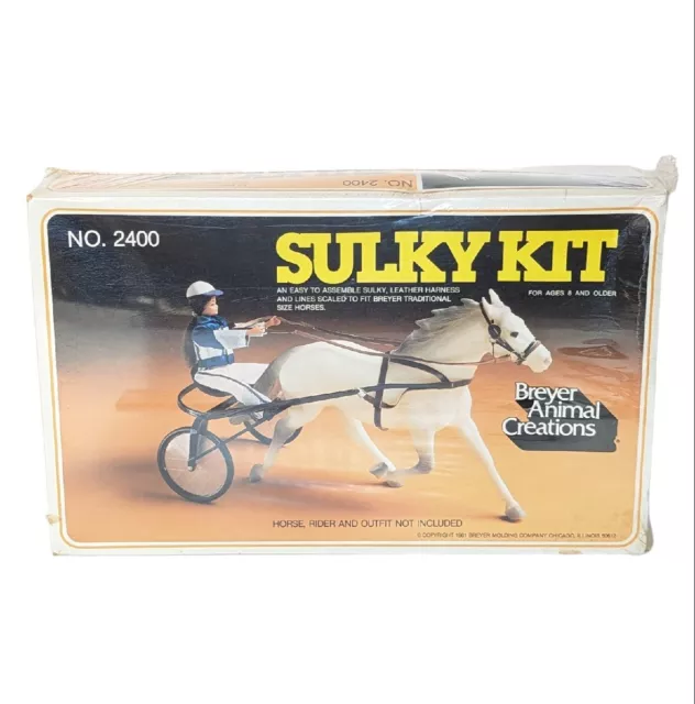 Breyer No. 2500 Vintage Sulky Kit Sealed Black Sulky Harness Lines Traditional