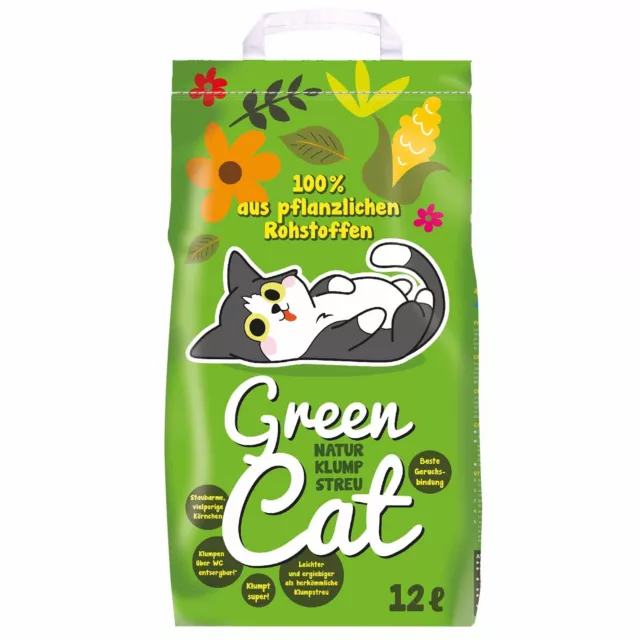 Greencat Natur-Klumpstreu 6 x12 Liter Katzenstreu klumpend Best Öko-Plus Cats