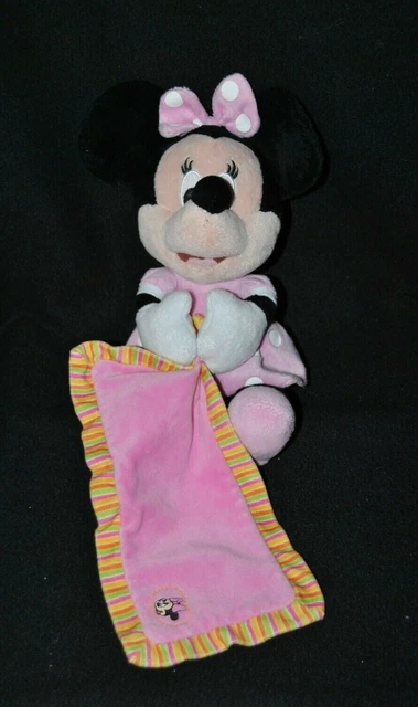 Peluche doudou Minnie DISNEY NICOTOY rose rose pois mouchoir 30 cm TTBE