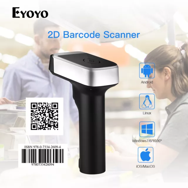 Handheld Wired & 2.4G Wireless Barcode Scanner for PC Smartphone 1D & 2D & QR 2